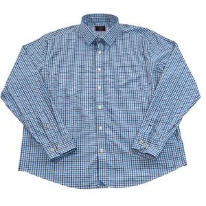 UNTUCKIT Slim Fit Button Down Shirt XL Plaid‎ Checkered Blue White Nylon Spandex